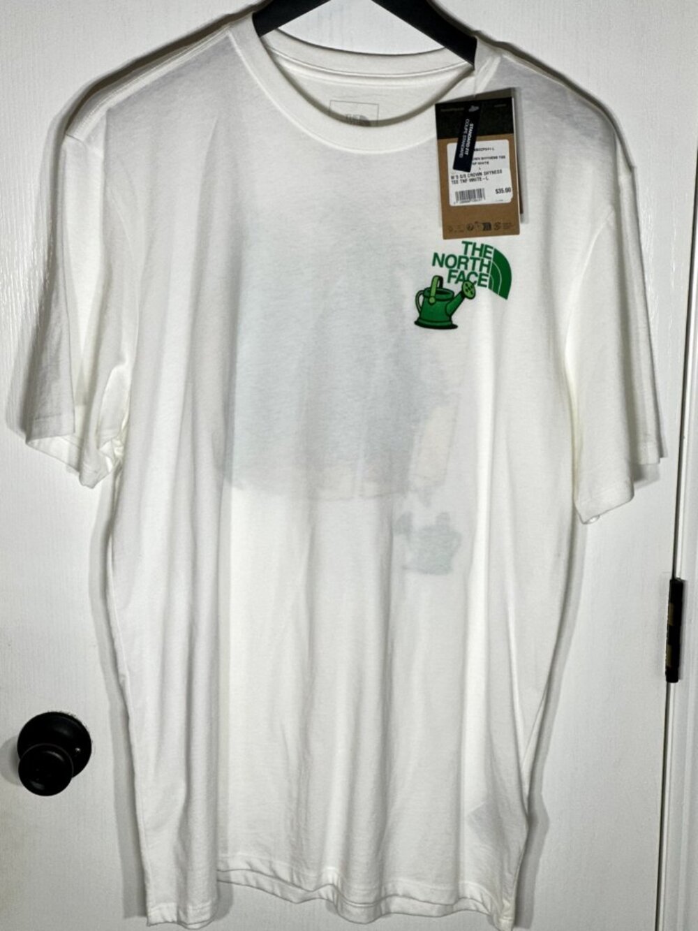 North Face Men's Large Crown Shyness White & Green Tee Circular Design - NWT